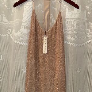 NWT Alice + Olivia Lola Nude Beaded Sequin Racerback Tank Silk & Crystals